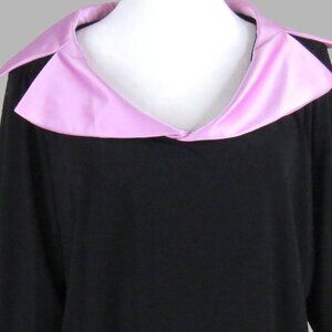 NWT Dress Barn Black & Pink 3/4 Sleeve V-Neck Stretch Top Size 1X (1930)